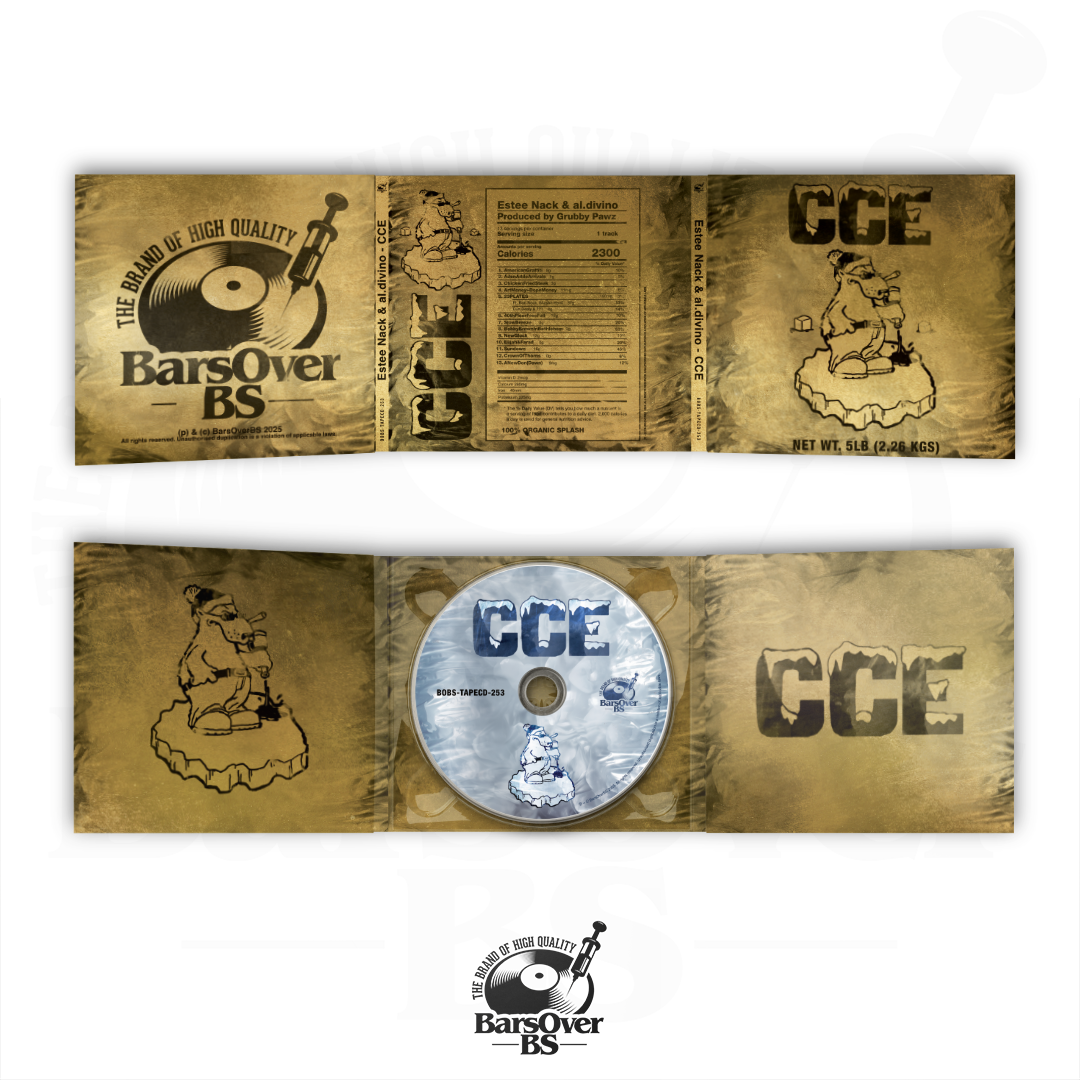 Estee Nack x Al Divino x Grubby Pawz (BarsOverBS Gold Digipak CD) (Glass Mastered CD) (ONLY 10) (ONE PER PERSON)