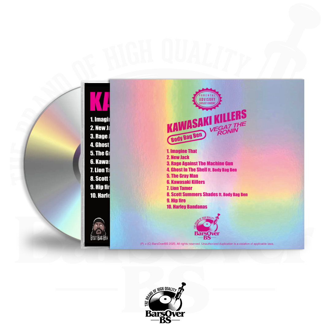 Vega7 The Ronin x Body Bag Ben - Kawasaki Killers (BarsOverBS Holographic O-Card Jewel Case CD ) (Glass Mastered CD) (10 MIN ONLY) (PART 1 OF 2 DUAL DROP SALE)