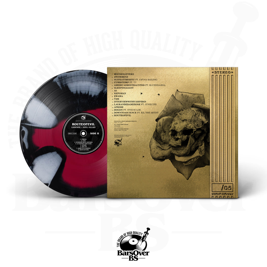 Codenine x Vinyl Villain - Route Of Evil (BarsOverBS Gold Jacket Obi Strip Vinyl) (Shipped Outside Of Jacket) (ONE PER PERSON) (ONLY 5)