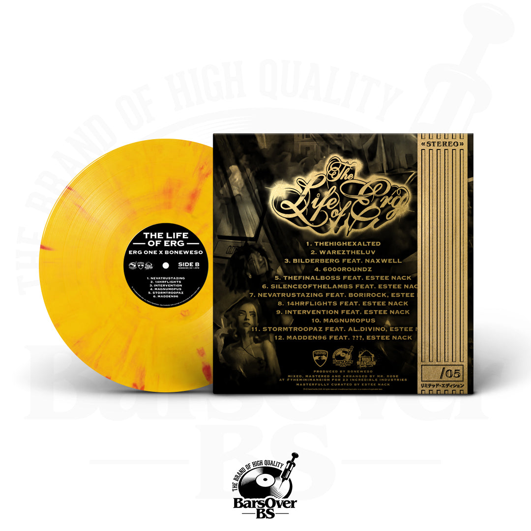 Erg-One x Boneweso - The Life Of Erg (Co-Starring Estee Nack) (100 Series Vinyl Collection)  (BarsOverBS Gold Jacket Edition) (ONLY 5) (ONE PER PERSON) (Shipped Outside Jacket)