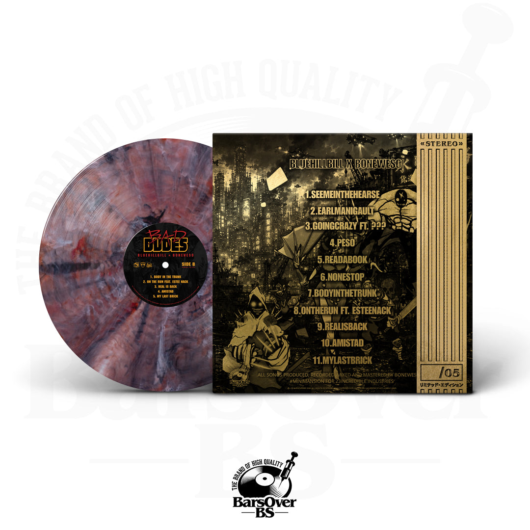 BlueHillBill x Boneweso - Bad Dudes (BarsOverBS Gold Jacket Obi Strip Vinyl) (Buck 50 Series Vinyl) (ONE PER PERSON/HOUSEHOLD)