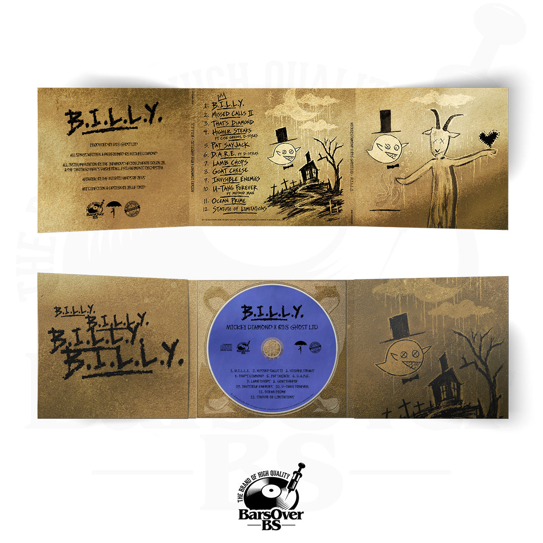 Mickey Diamond x Big Ghost - B.I.L.L.Y 1 (Main Cover) (BarsOverBS Gold Digipak CD) (Glass Mastered CD) (ONE PER PERSON)