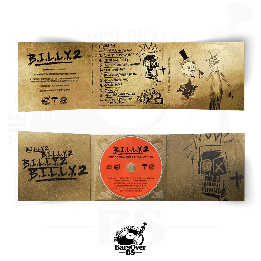 Mickey Diamond x Big Ghost - B.I.L.L.Y 2 (Main Cover) (BarsOverBS Gold Digipak CD) (Glass Mastered CD) (ONE PER PERSON)