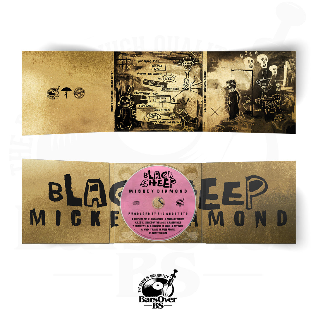 Mickey Diamond x Big Ghost - Black Sheep (BarsOverBS Gold Digipak CD) (Alt Cover) (Glass Mastered CD) (ONE PER PERSON)