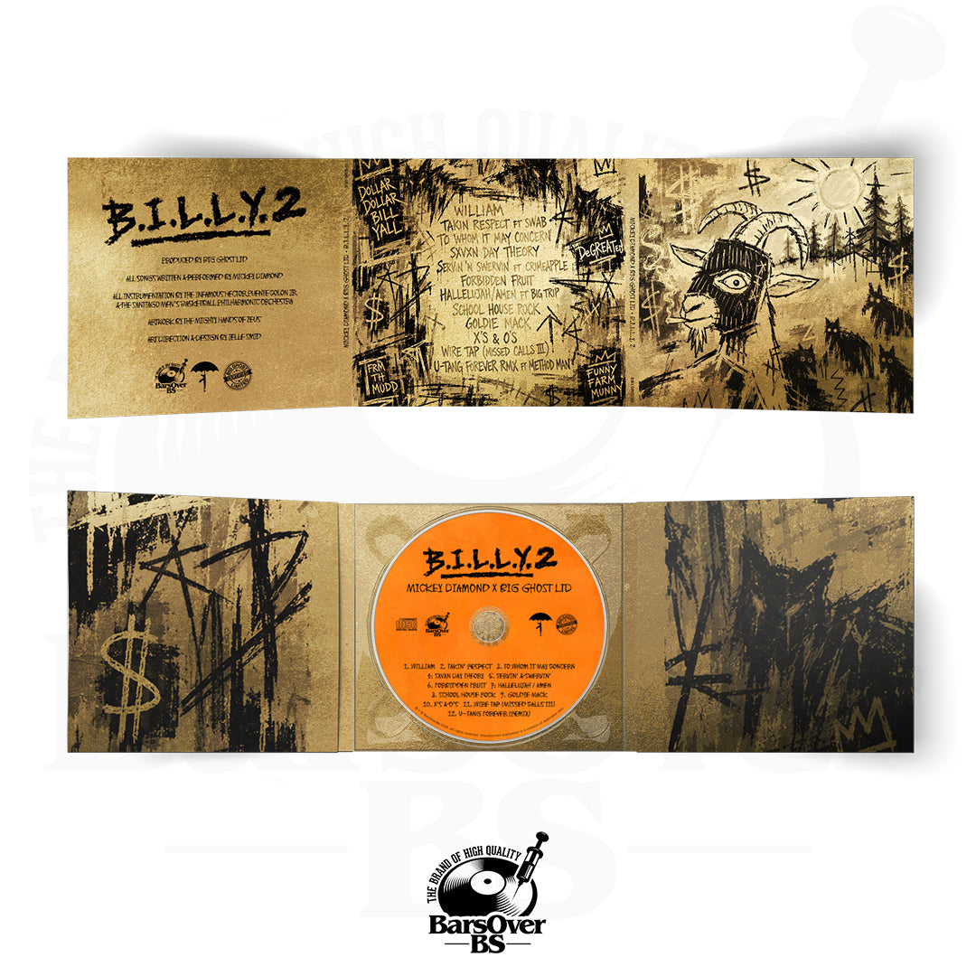 Mickey Diamond x Big Ghost - B.I.L.L.Y 2 (Alternate Cover) (BarsOverBS Gold Digipak CD) (Glass Mastered CD) (ONE PER PERSON)