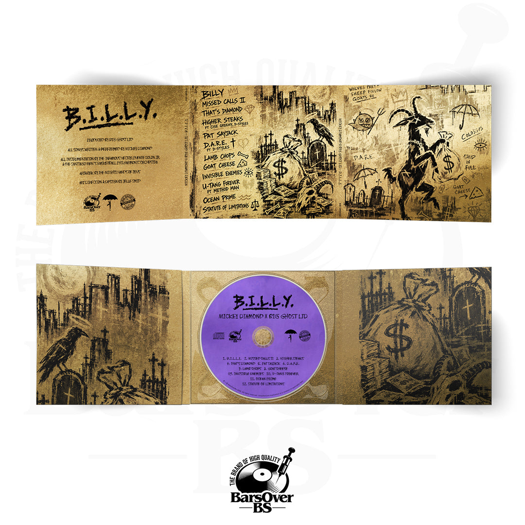 Mickey Diamond x Big Ghost - B.I.L.L.Y 1 (Alternate Cover) (BarsOverBS Gold Digipak CD) (Glass Mastered CD) (ONE PER PERSON)