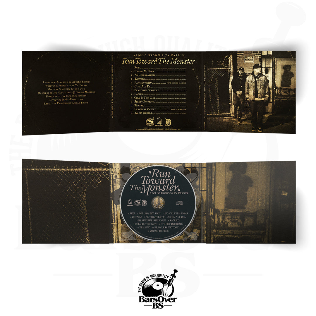 Apollo Brown x Ty Farris - Run Toward The Monster (BarsOverBS Gold Alternate Cover Digipak CD With Obi Strip) (Glass Mastered CD) (ONLY 5)