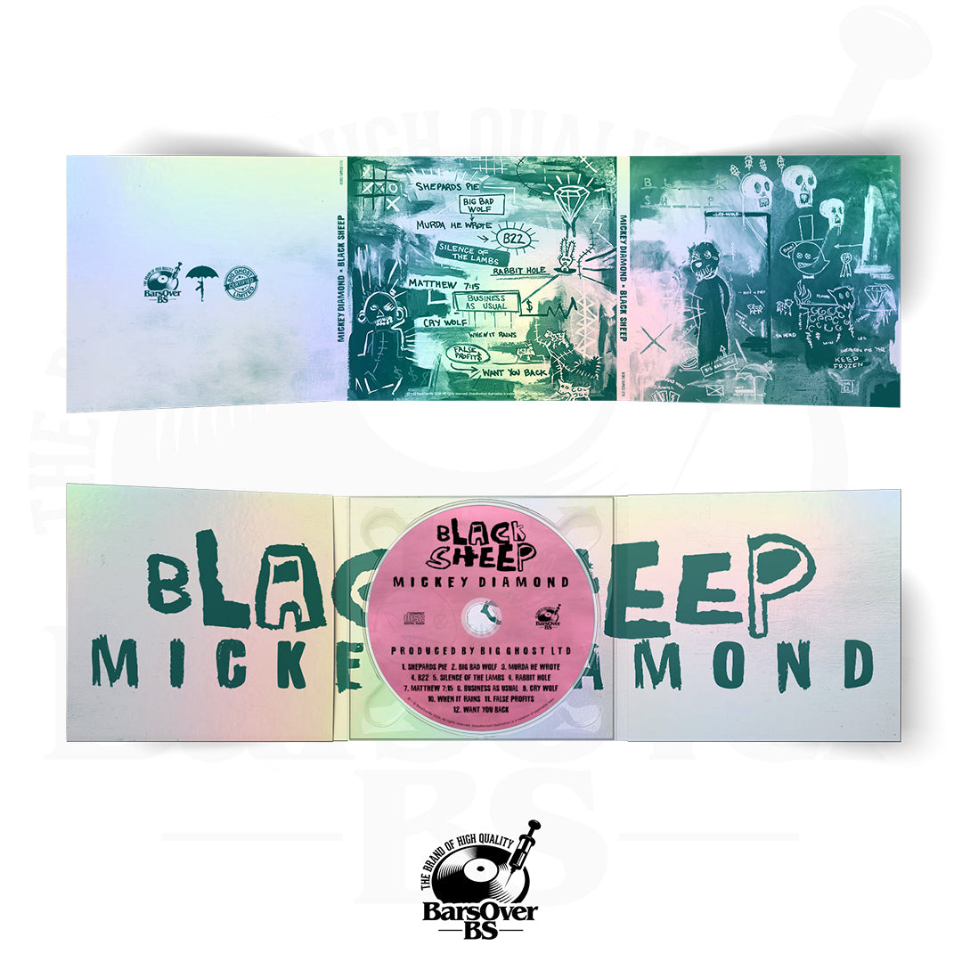 Mickey Diamond x Big Ghost - Black Sheep (BarsOverBS Holographic Digipak CD) (Alt Cover) (ONE PER PERSON) (Glass Mastered CD) (ONE PER PERSON)