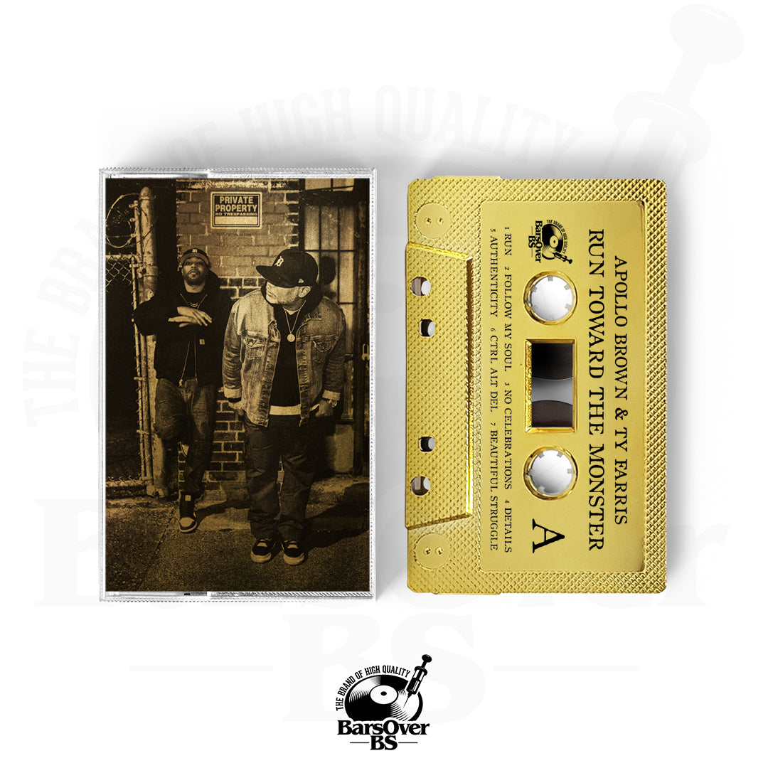 Apollo Brown x Ty Farris - Run Toward The Monster (BarsOverBS Alternate Cover Gold Tape) (ONLY 5) (ONE PER PERSON)