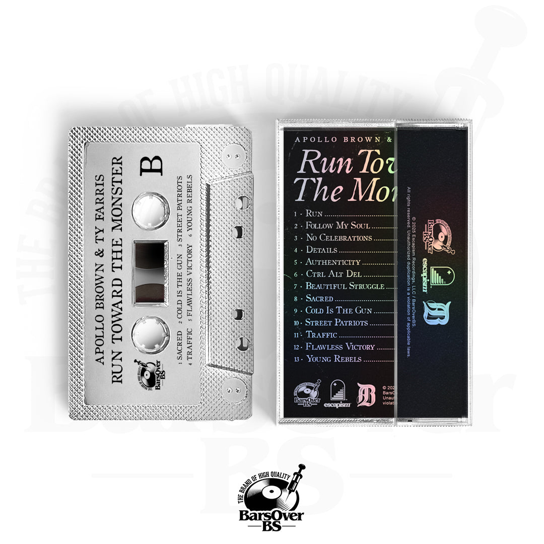 Apollo Brown x Ty Farris - Run Toward The Monster (BarsOverBS Alternate Cover Holographic Tape) (ONLY 5) (ONE PER PERSON)