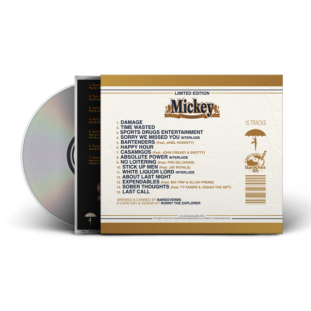 Mickey Diamond - No Liquor Before 12 (2nd Edition) (Beer O-Card Jewel Case CD) (INTERNATIONAL ONLY) (10 MINS ONLY)
