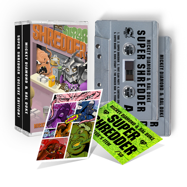 Mickey Diamond x Ral Duke - Super Shredder (Shredder Gray Double Cassette Tape + Trading Card) (Instrumentals Included) (ONE PER PERSON/HOUSEHOLD)