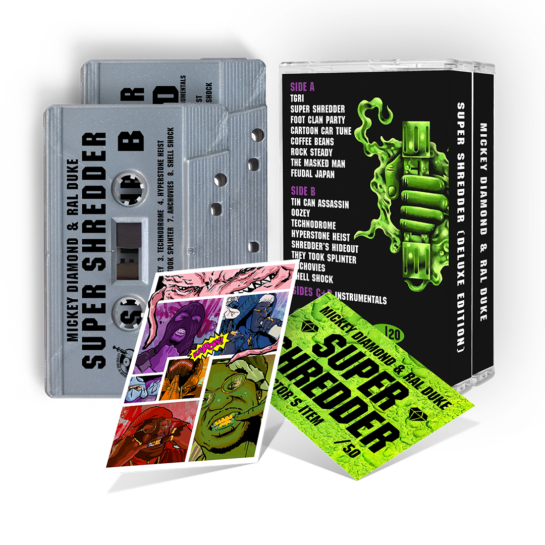 Mickey Diamond x Ral Duke - Super Shredder (Shredder Gray Double Cassette Tape + Trading Card) (Instrumentals Included) (ONE PER PERSON/HOUSEHOLD)