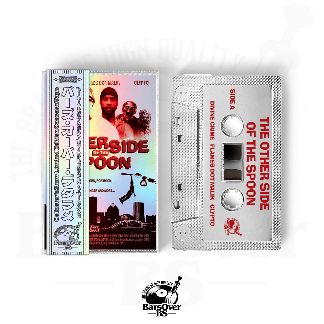 Flames Dot Mailk x Clypto x Divine Crime - The Other Side Of The Spoon (BarsOverBS Holographic Tape) (Alternate Cover) (ONLY 5) (ONE PER PERSON)