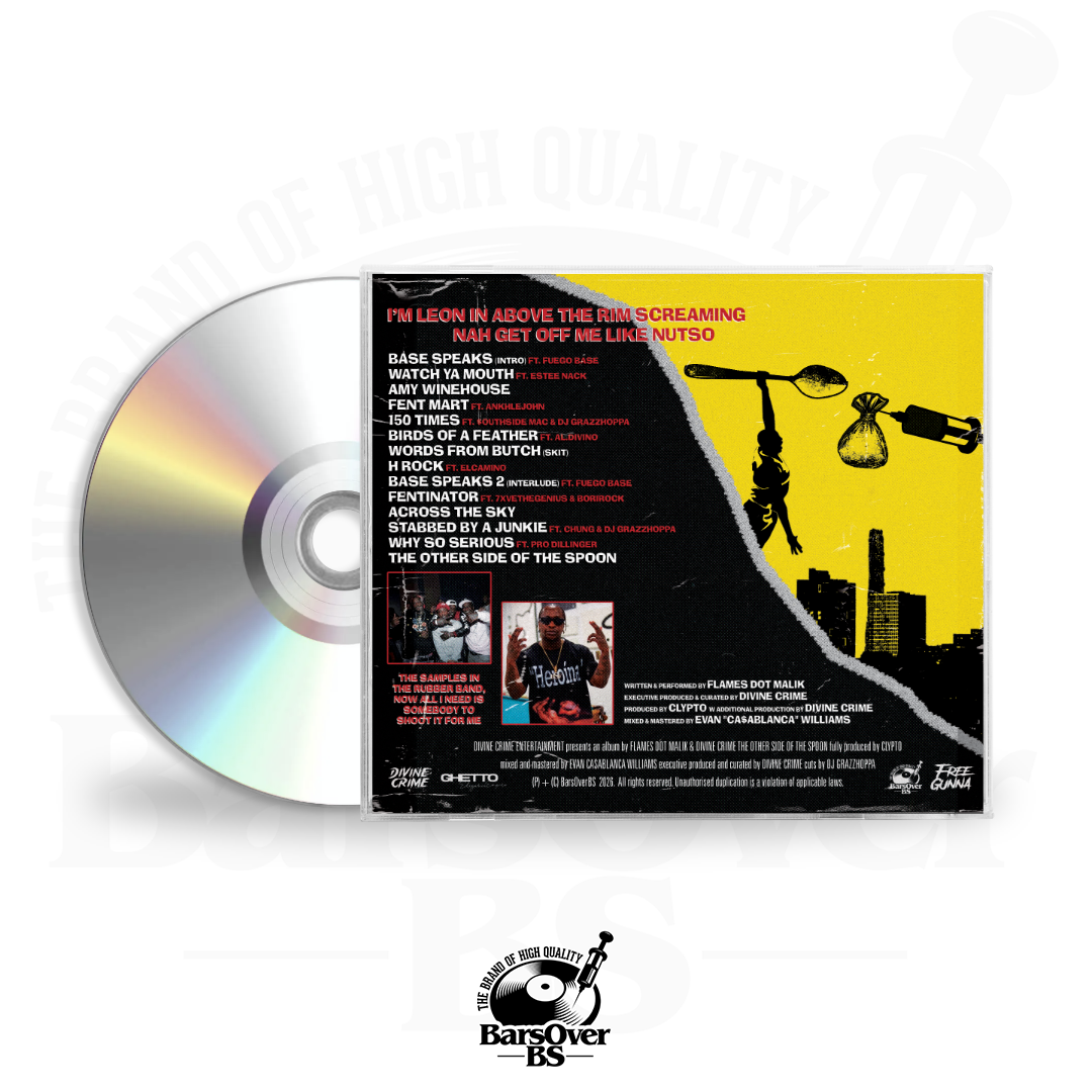 Flames Dot Mailk x Clypto x Divine Crime - The Other Side Of The Spoon (Alternate Cover) (Jewel Case CD) (Comes With Flames Dot Malik x Dj Invasion Mixtape) (ONLY 10)