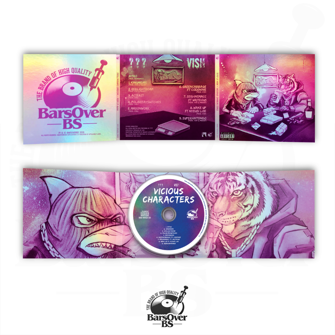The Hidden Character x Vish - Vicious Characters (BarsOverBS Holographic Digipak CD) (ONE PER PERSON)