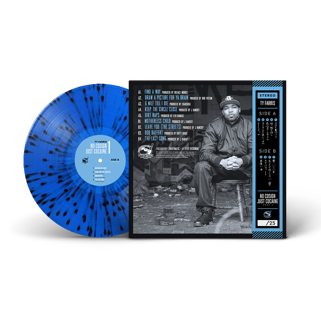 Ty Farris - No Cosign Just Cocaine 1 Repress OG COVER Obi Strip Edition (Blue & Black Splatter)(Artist Copy)